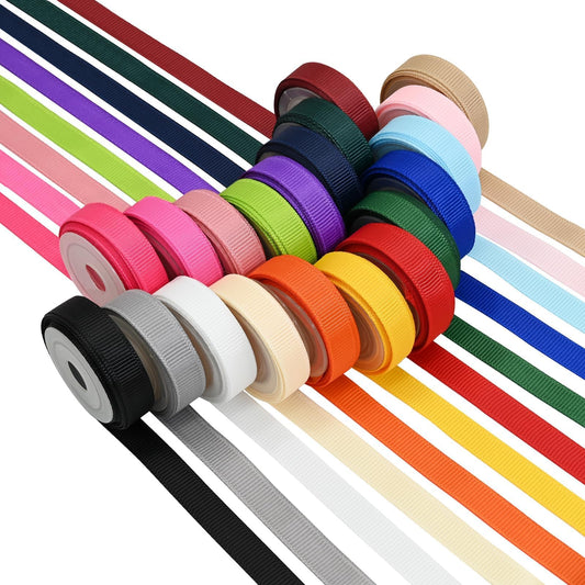 LEEQE 20 Colors Grosgrain Ribbon Assortment 3/8 Inch 3 Yards/Roll Ribbon for Gift Wrapping Wedding Decor Handmade Crafts Hair Bow Bouquet