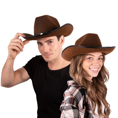 Kangaroo Brown Cowboy Hat for Men & Women - Western Accessory Felt Hats with Pull-On Closure for Costume Parties, Cosplay, Brown Cowboy Hat for Country Fashion