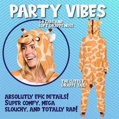Funziez! Slim Fit Adult Onesie - Animal Halloween Costume - Plush Unisex One Piece Cosplay Suit for Women and Men