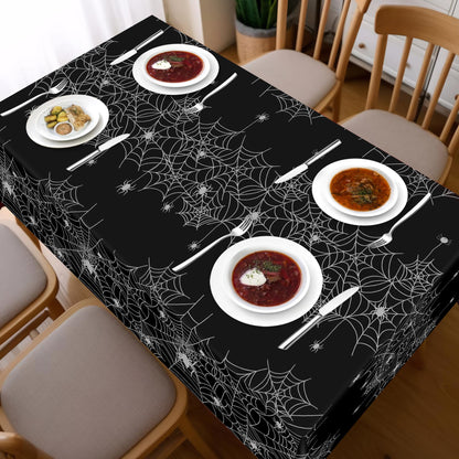 Halloween Tablecloth,2 Pack Disposable Plastic Tablecloth 54"x108" Halloween Decorations,Black Table Cloth for Birthday Decors,Spider Web Table Cover,Party Supplies for Indoor or Outside,Home,Dinner
