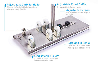 Glass Bottle Cutter, Upgraded Bottle Cutting Tool Kit, DIY Machine for Cutting Wine, Beer, Liquor, Whiskey, Alcohol, Champagne, Bottle Cutter for Round Bottle by Camdios