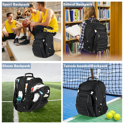 18.4 Laptop Backpack for Men, 60L Extra Large Gaming Laptops Backpack with USB Charger Port,TSA Friendly Flight Approved RFID Anti-Theft Pocket Heavy Duty Computer Bag Backbag,21.2*15.5*11.5 inch Grey