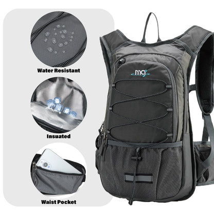 Insulated Hydration Backpack Pack with 2L BPA Free Bladder - Keeps Liquid Cool up to 5 Hours – for Running, Hiking, Cycling, Camping (Solid Grey)