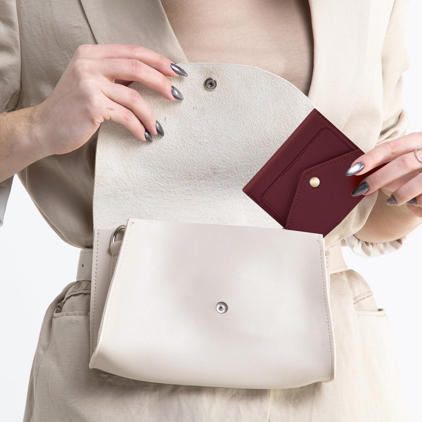 Gostwo Womens Wallet RFID Blocking Small Wallets Woman Credit Card Holder Trifold Ladies Wallets with Coins Zipper Pocket(Red Deep)