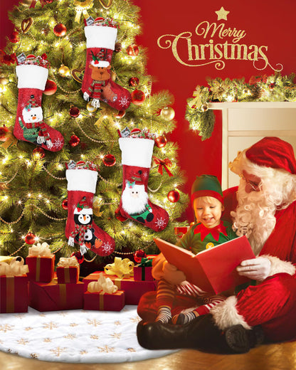 COOLWUFAN 48 Inches Faux Fur Christmas Tree Skirt for Xmas Tree Holiday Party Decoration White Plush Gold Sequin Snowflake (Gold)