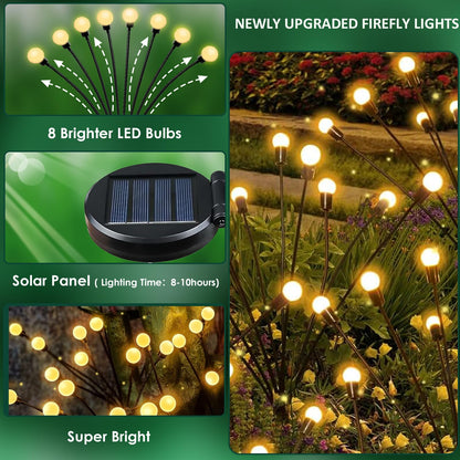 6-Pack Solar Garden Lights, 48 LED Solar Lights Outdoor for Garden Decor, Waterproof Firefly Light Outdoor (Sway by Wind), Swaying Light for Outside Yard Pathway Landscape Decorations (Warm White)