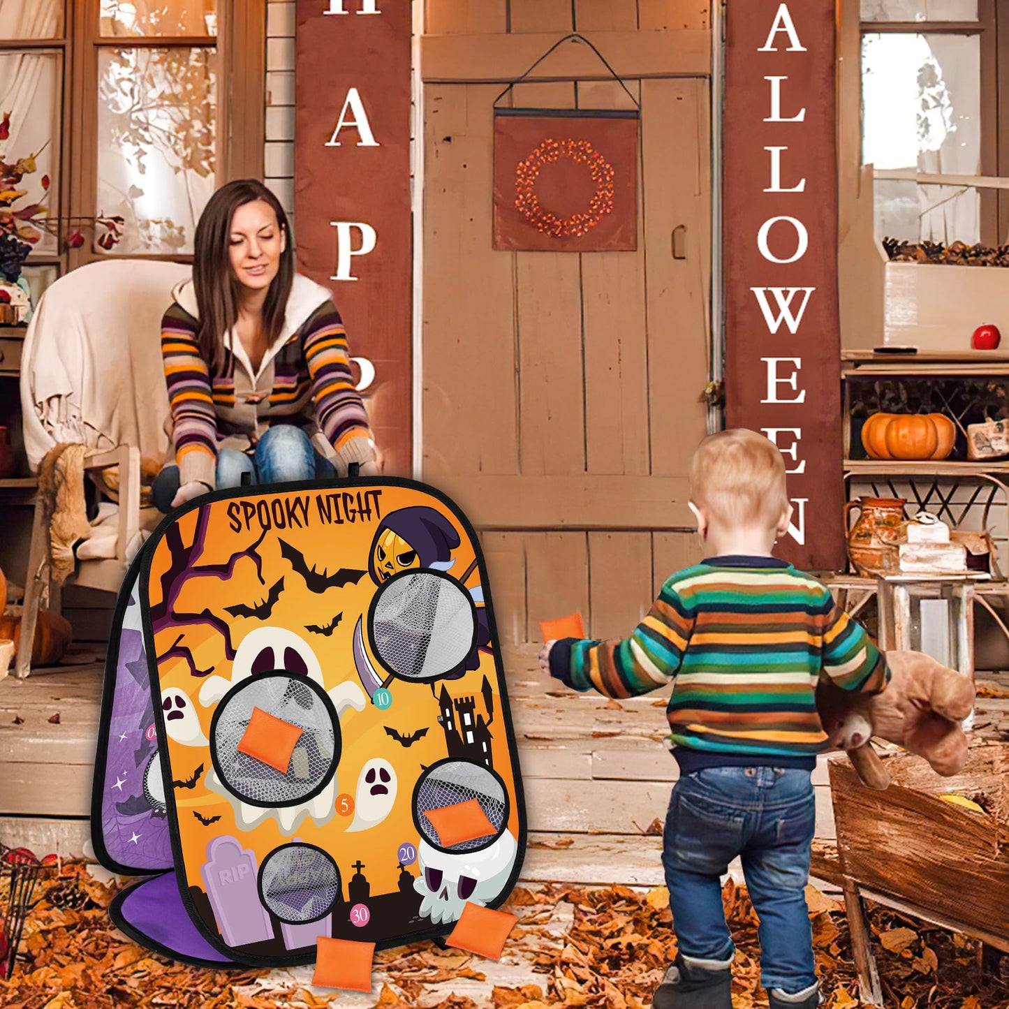 Halloween Games for Kids Party, Spooky Bean Bag Toss Halloween Party Games Favors Carnival Game for Kids Fall Festival Game s Outdoor Indoor School Classroom Trunk or Treat Gifts (1)