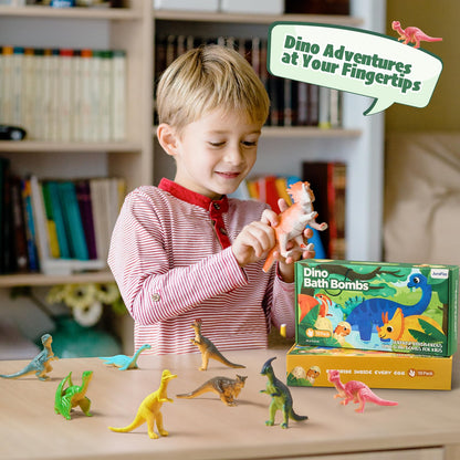 JuraFizz Dinosaur Bath Bombs for Kids with Surprise Inside, 20 Pack Natural Dino Egg Bath Bombs with Exclusive Carnivorous & Herbivorous Dinosaur Toys, Birthday Party Favors for Boys, Girls