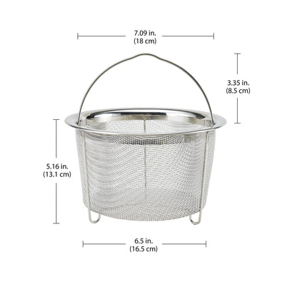 Instant Pot Official Large Mesh Steamer Basket, Stainless Steel, Round - Versatile Steamer & Strainer for Vegetables, Fish, and More - Durable, Rust-Resistant, Easy-Lift Handle, Dishwasher Safe