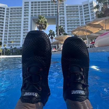 DOUSSPRT Men's Water Shoes Quick Drying Sports Aqua Shoes AllBlack Size 7
