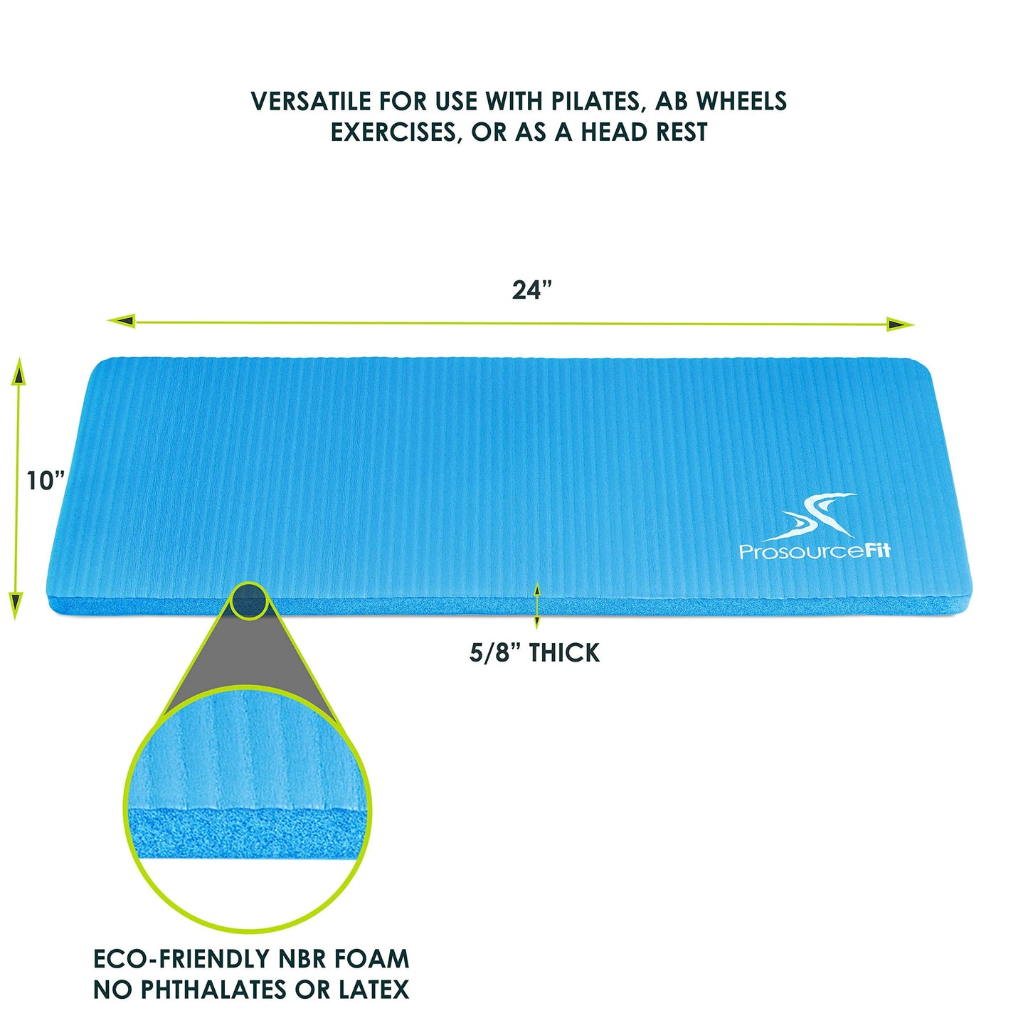 ProsourceFit Extra Thick Yoga Knee Pad and Elbow Cushion 15mm (5/8”) Fits Standard Mats for Pain Free Joints in Yoga, Pilates, Floor Workouts