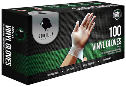 GORILLA SUPPLY Disposable Heavy Duty Vinyl Gloves, Small, 100 Count, White, Unisex