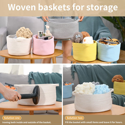 Happyiren Cute Woven Storage Basket with Handle, Baskets for Gifts Empty, Gift Baskets for Birthday Baby Shower Raffle Burr Fundraiser, Decorative Organizer Box for Baby Toy Pet, 13" D x 8" W x 6" H