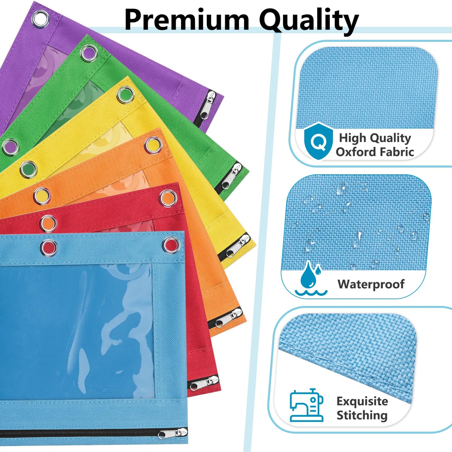 Forvencer Pencil Pouch for 3 Ring Binder, Binder Pencil Case with Smooth Zipper, Clear Window Pencil Case for Binder, Big Capacity 3 Ring Binder Pencil Bag with 3 Reinforced Grommets, Pink