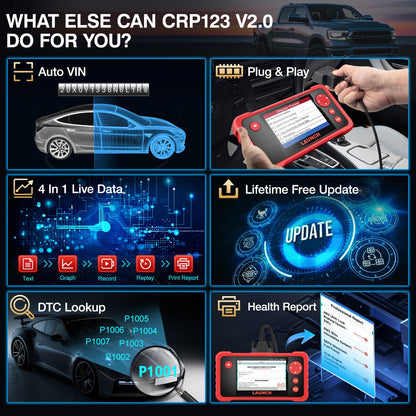 LAUNCH CRP123 V2.0 Elite OBD2 Scanner-2025 New Model Engine/ABS/SRS/Transmission Diagnostic Scan Tool SRS Airbag Code Reader,3 Reset Oil Service/Throttle Relearn/SAS Reset,Free Update
