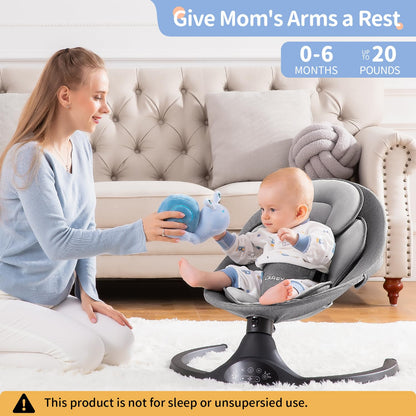 LAREX Baby Swing Infant Swing Electric Toddler Baby Rocker Portable for Newborn Boy Girl, 5 Sway Speeds with Remote Control, 10 Preset Melodies and Bluetooth, 0-6 Months Max 20 Lbs (Black)