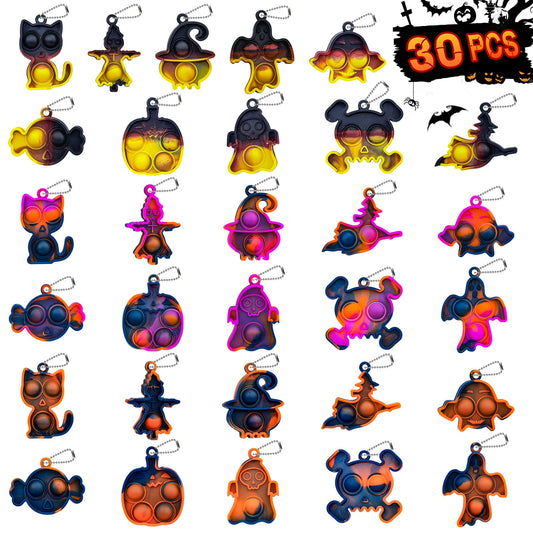 Halloween Pop Fidget Toys Bulk Its Halloween Party Favors for Kids 30PCS Mini Pop Keychain It Halloween Trick or Treat Party Supplies Halloween Goodie Bag Fillers Fidgets for Classroom Prizes for Kids