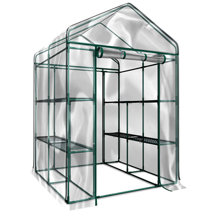 Home-Complete 514537FXW Walk-in Greenhouse-Indoor Outdoor with 8 Sturdy Shelves-Grow Plants, Seedlings, Herbs, or Flowers in Any Season-Gardening Rack, Green