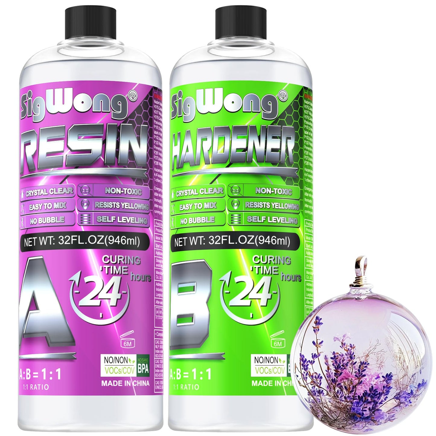 Epoxy Resin - 64OZ Newly Formulated Crystal Clear Coating Kit, No Yellowing No Bubble Easy Mix 1:1 Ratio, 2 Part Casting Resin for Art, Craft, Jewelry Making, River Tables