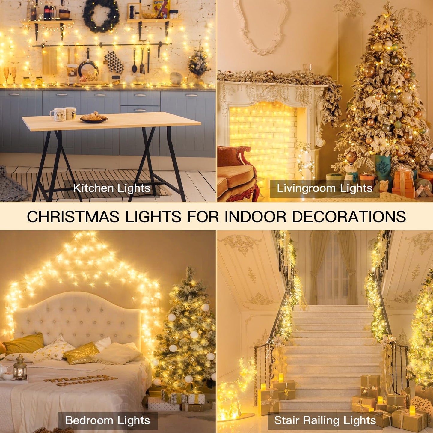 suddus Indoor Christmas Lights with Remote, Warm White String Lights Plug in with Timer, 33ft 100 LED Twinkle Fairy Lights for Bedroom Xmas Tree Wreath Garden Party Outdoor Thanksgiving Decorations