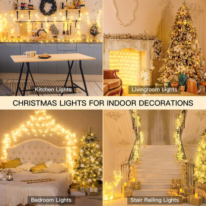 suddus Indoor Christmas Lights with Remote, Warm White String Lights Plug in with Timer, 33ft 100 LED Twinkle Fairy Lights for Bedroom Xmas Tree Wreath Garden Party Outdoor Thanksgiving Decorations