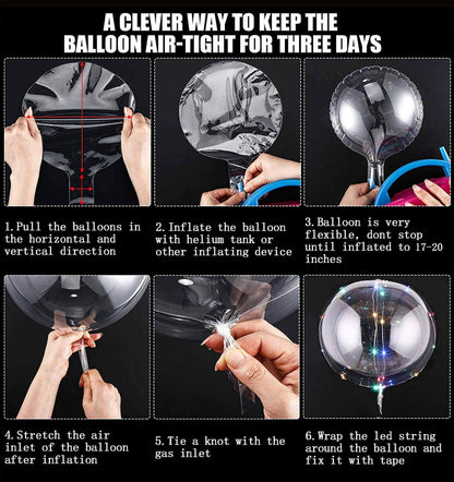 LED Balloons 10 Pack, Light Up Clear Glow Balloons 20 Inches with String Lights for Valentine's Day, Halloween, Christmas, Wedding & Birthday Parties