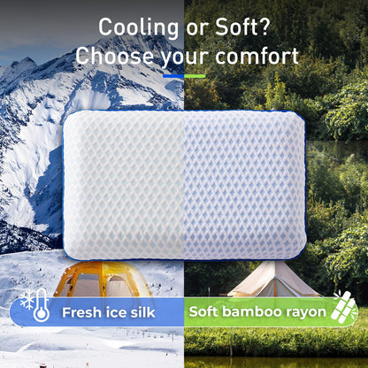 Cooling Travel & Camping Memory Foam Pillow for Sleeping,Contoured Support Medium Firm Small Travel Pillows for Airplanes & Backpacking Car Toddler Kids Compact Lightweight, Breathable Washable Cover