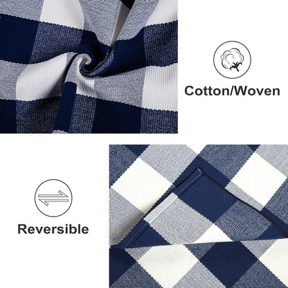 Front Porch Rug 2'X4.3' Blue and White Checkered Outdoor Rug Cotton Woven Washable Halloween Layering Door Mat for Welcome Mat Entryway Bedroom Living Room