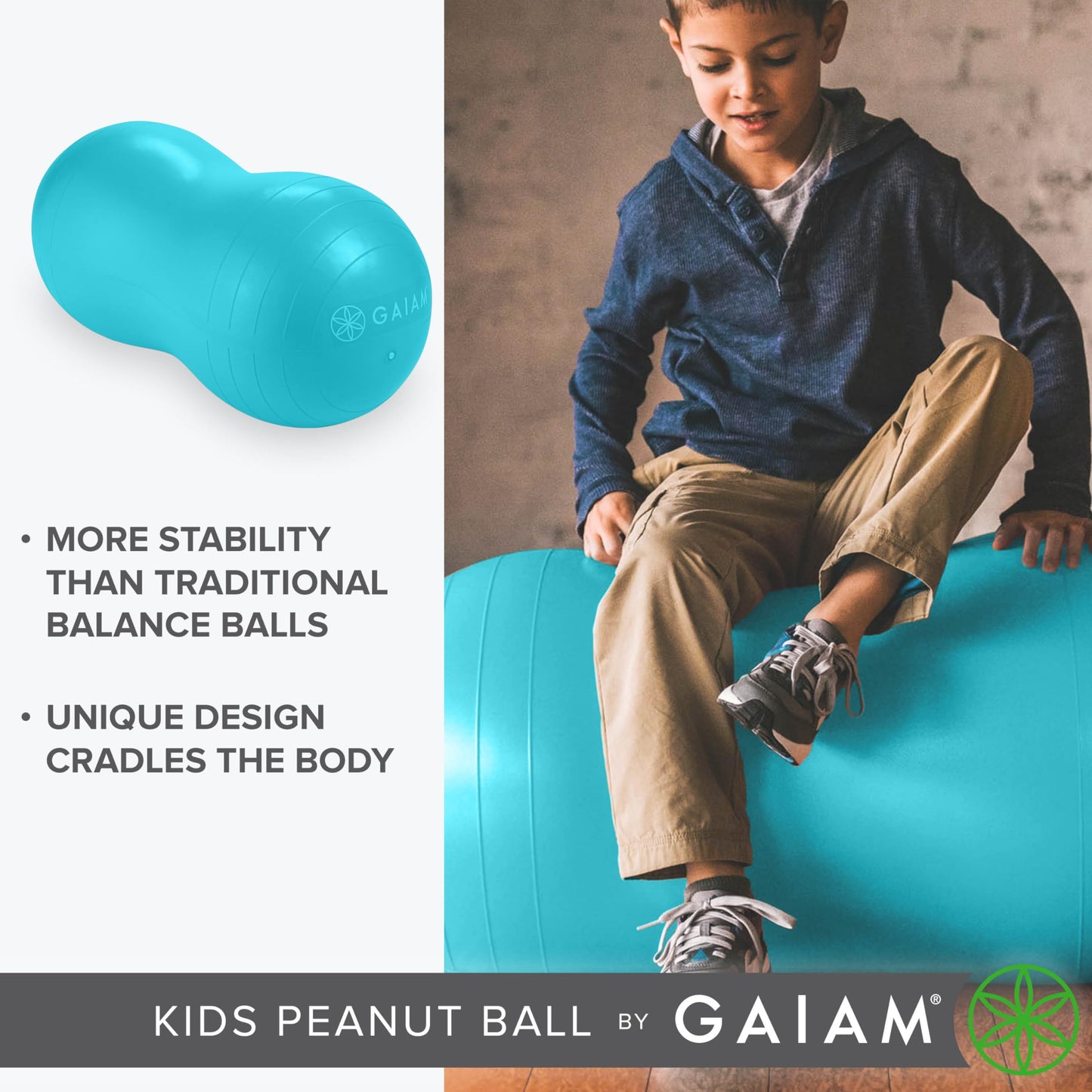 Gaiam Kids Active Seat Peanut Shaped Bounce Desk Chair, Exercise Yoga Balance Sitting Ball, Flexible Seating, Wiggle Seat for Boys and Girls