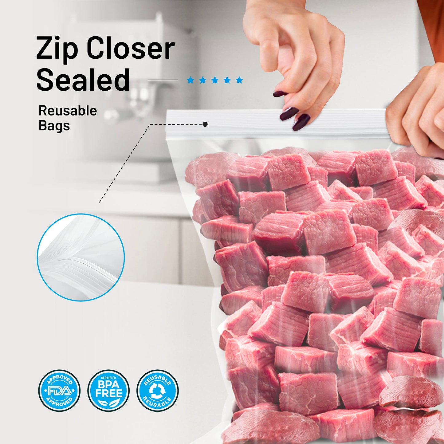 12 Large Storage Bags With Zipper Top - 3 Gallon Size, 16" x 18", Extra Large Plastic for Clothes, Travel, Moving, Large Reusable freezer bags, BPA-Free, 2-mil Thick