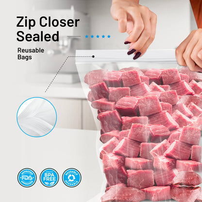 12 Large Storage Bags With Zipper Top - 3 Gallon Size, 16" x 18", Extra Large Plastic for Clothes, Travel, Moving, Large Reusable freezer bags, BPA-Free, 2-mil Thick