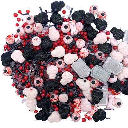 Halloween Sprinkles Candy Eyes for Decorating Edible Eyeballs Skull Bones Tombstone Sprinkles Halloween Cupcakes Toppers Sprinkle for Cake Ice Cream Desserts