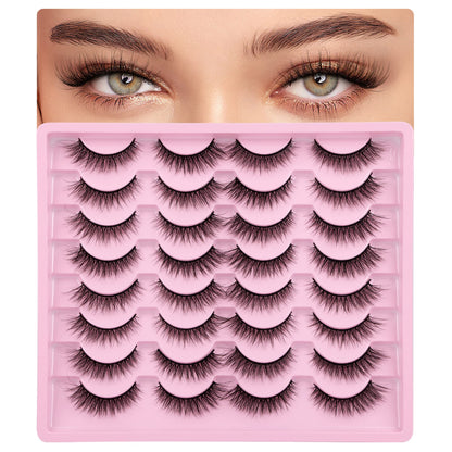 Lashes Natural Look Wispy Fasle Eyelashes 12mm Short Faux Mink Eyelashes Cat Eye Natural Strip Lashes Pack by Zegaine 16 Pairs
