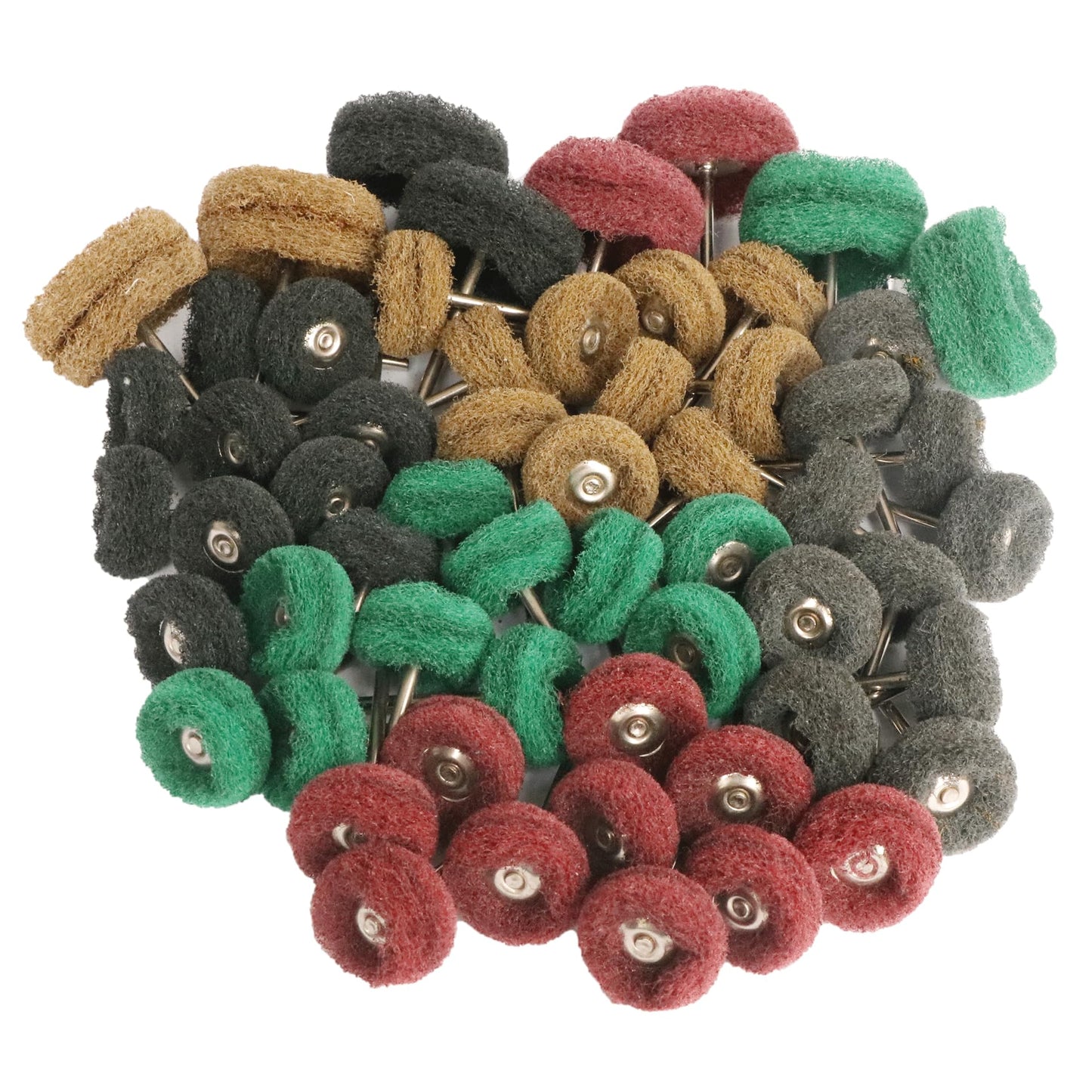 FPPO 58PCS Abrasive Buffing Polishing Wheel Set for Rotary Tools,Scouring pad Mini Brush Polishing kit with 3mm Shank,Power-Operated Abrasive Wheels(Mix 58pcs)