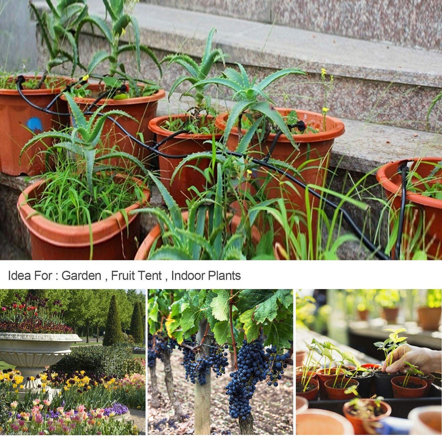 Flantor Drip Irrigation Kit, Drip Irrigation System for Garden with 1/4" Irrigation Tubing DIY Saving Water Automatic Watering System for Garden, Greenhouse, Flower Bed, Patio, Lawn