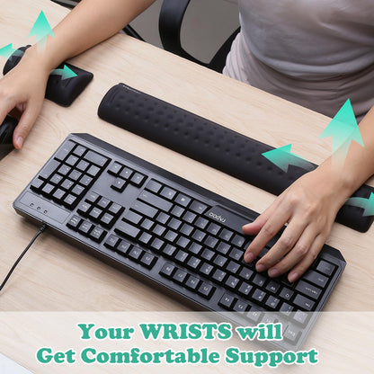 Keyboard Wrist Rest & Mouse Wrist Rest Set, Memory Foam Ergonomic Wrist Pad for Computer Keyboard Laptop Wrist Support, Arm Rest for Desk Accessories in Home Office School(Black)