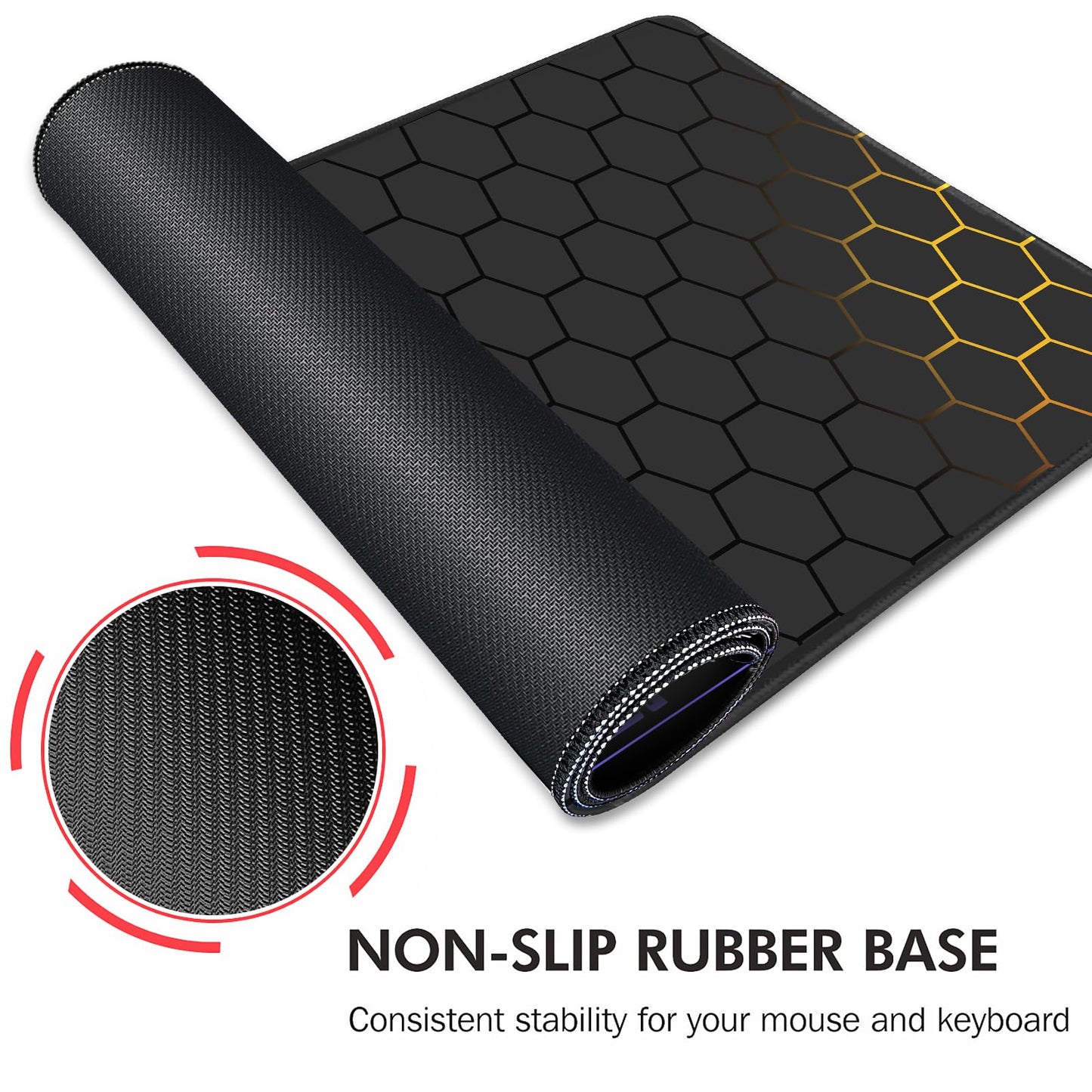 Galdas Gaming Mouse Pad XXL XL Large Long Extended Big Mousepad Non-Slip Rubber Keyboard Mouse Pad with Stitched Edges for Laptop Home Office (31.5x11.8x0.08 Inch) … (Grid)