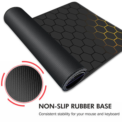 Galdas Gaming Mouse Pad XXL XL Large Long Extended Big Mousepad Non-Slip Rubber Keyboard Mouse Pad with Stitched Edges for Laptop Home Office (31.5x11.8x0.08 Inch) … (Grid)