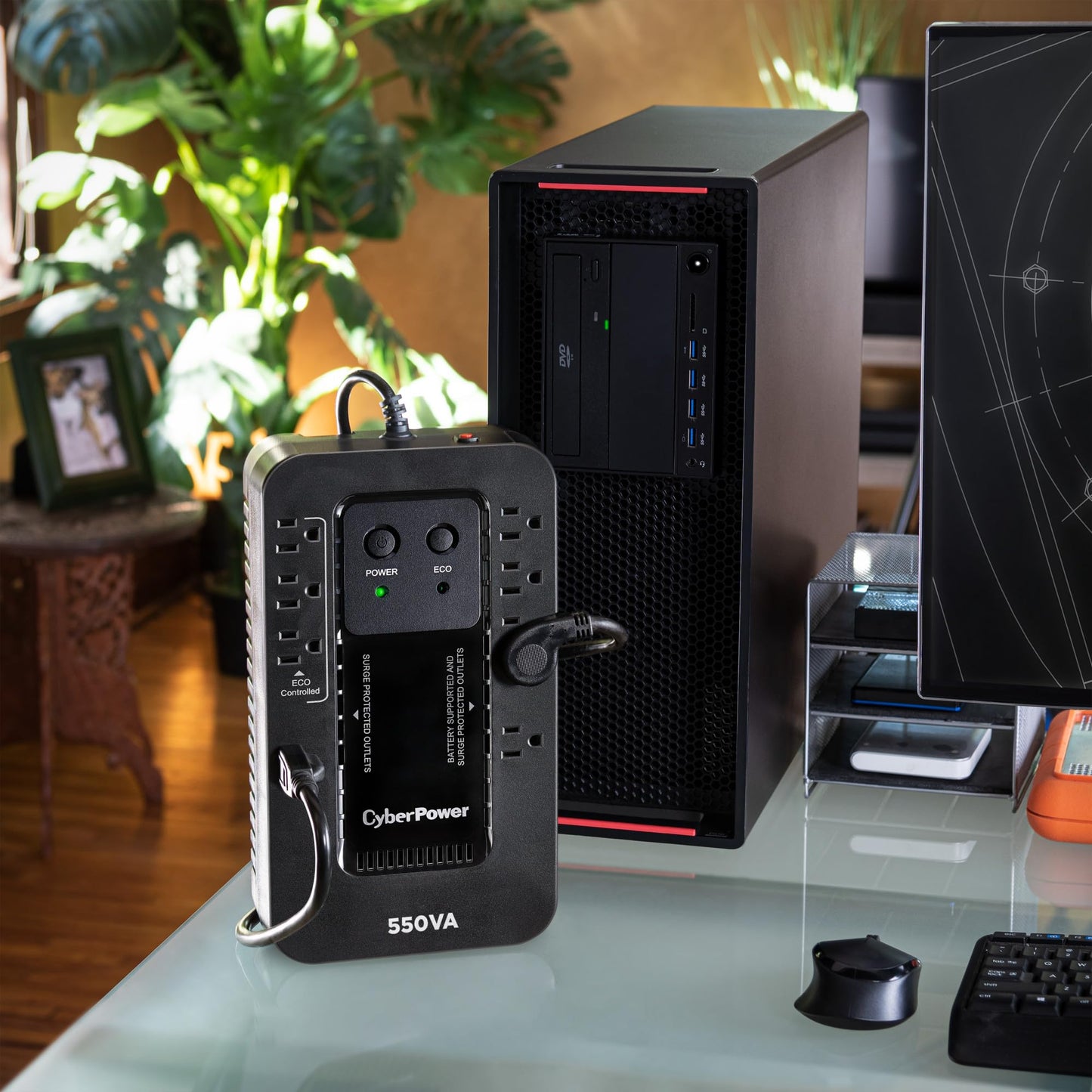 CyberPower EC550G Ecologic Battery Backup & Surge Protector UPS System, 550VA/330W, 8 Outlets, ECO Mode, Compact Uninterruptible Power Supply