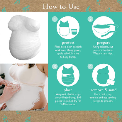 Kate & Milo Belly Casting Kit, Pregnancy Keepsake Making Kit, Easy DIY Plaster Cast Baby Bump Keepsake, Perfect For Expecting Moms and Ideal Nursery Decor