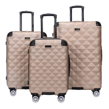 Kenneth Cole REACTION Diamond Tower Collection Lightweight Hardside Expandable 8-Wheel Spinner Travel Luggage, Rose Champagne, 3-Piece Set (20", 24", & 28")