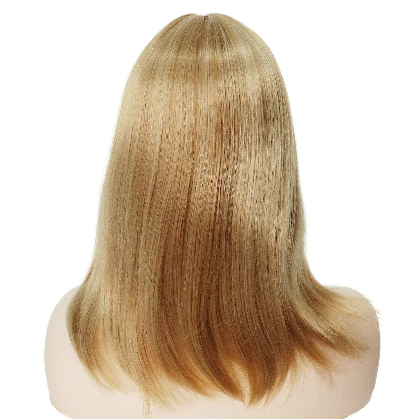 GNIMEGIL Wigs Strawberry Blonde Wig with Bangs Synthetic Hair Full Natural Hairstyle Straight Medium Length Bob Cut Halloween Costume Wigs for Women Cosplay Wig Honey Blond