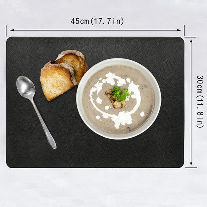 Faux Leather Halloween Placemats HeloHo Black Table Place Mats Set of 6 Waterproof Oilproof Heat Stain Resistant Placemats Washable Wipeable Placemat for Kitchen Dining Table Decoration Indoor Outdoor