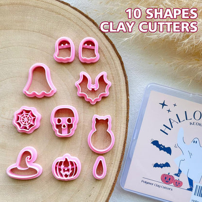 Keoker Halloween Clay Cutters, Clay Cutters for Halloween Earrings Making, 10 Shapes Halloween Clay Earrings Cutters, Halloween Polymer Clay Cutters (Earrings Clay Cutters 1)