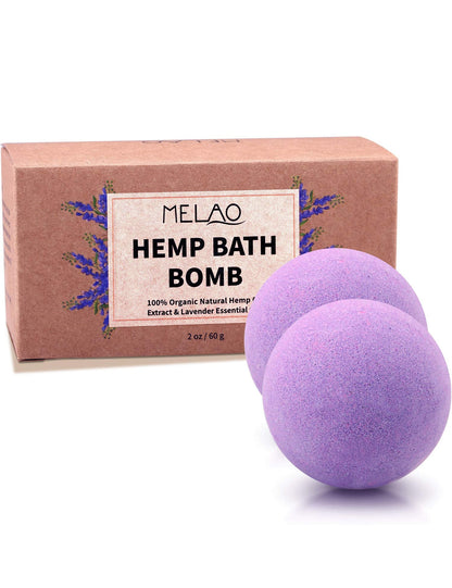 kastu Bath Bombs,2 Pack Fizzy Spa Gift Natural Hemp Oil Extract and Lavender Essential Oils Bath for Moisturizing Dry Skin,Relaxing,Bubble Bath for Gifts Idea for Men Women