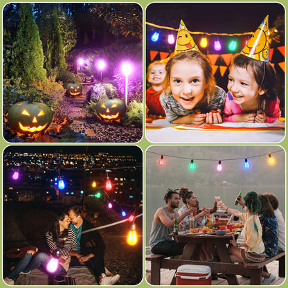 30-Pack Orange Purple String Light Bulbs, S14 LED Replacement Bulbs for Outdoor String Lights, Patio Light Bulbs, 1W E26 Base for Halloween Christmas,Holiday Lighting,Home Decor (Orange + Purple)