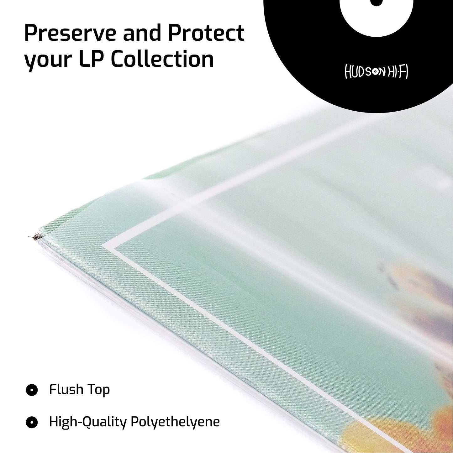 Hudson Hi-Fi Vinyl Record Outer Sleeves Covers - Premium Clear Vinyl Record Sleeve 100-Pack - Protect Your LP Albums from Scratches, Dirt & Dust - 3mm Thick No-Acid Exterior Disc Cover