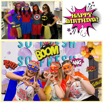 iROLEWIN Superhero Capes for Adults Masks 4 Pack Group Super-Hero Costumes as Women Men Halloween Dress Up Family Party Gifts