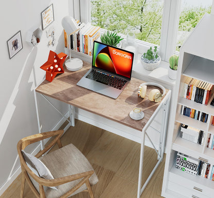 Coavas Folding Desk 31.5 inch Foldable Small Portable Computer Desks, Spaces Saving Writing Sturdy Table for Bedroom, Home Office, Dorm, Apartment, Pre Assembled, Oak