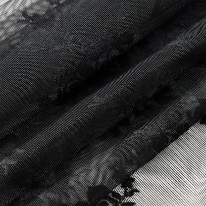 Kotile Black Lace Curtains 63 Inch Length 2 Panels, Country Rustic Floral Gothic Sheer Curtains for Halloween, Rod Pocket Vintage Privacy Sheer Lace Curtains, 42 x 63 Inch Each, 1 Pair, Black